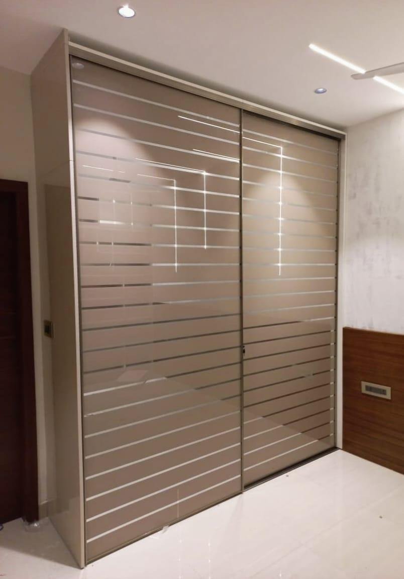 Our Projects 11 Laquered Glass Sliding Wardrobe — Kompally